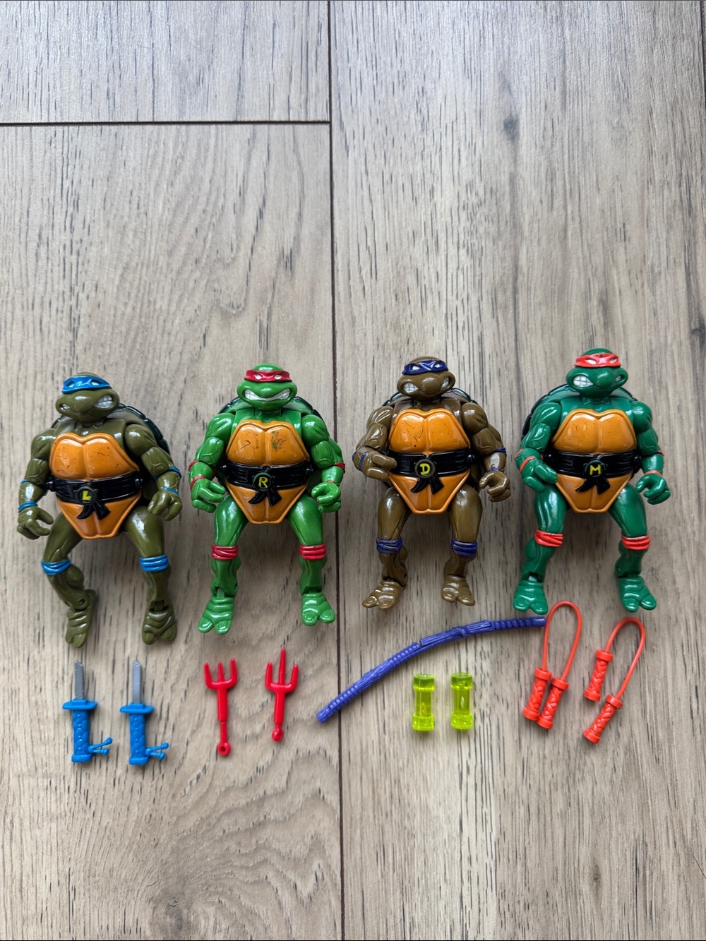 Vintage Teenage Mutant Ninja Turtles Mutatin Leo Raph Don Mike Action Figures 92